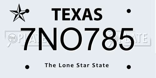 7NO785 Texas License Plate