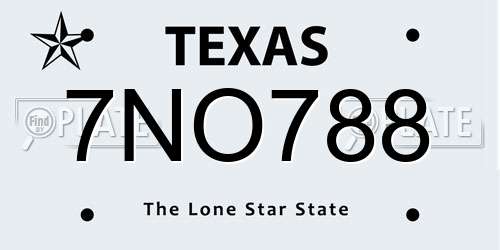 7NO788 Texas License Plate
