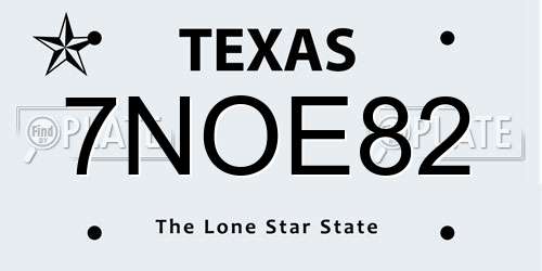 7NOE82 Texas License Plate