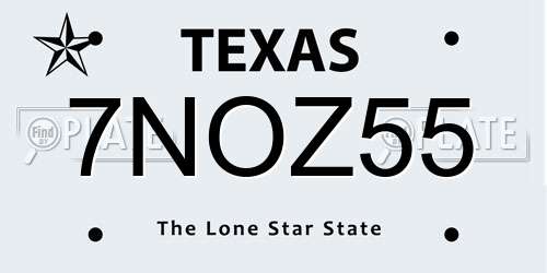 7NOZ55 Texas License Plate