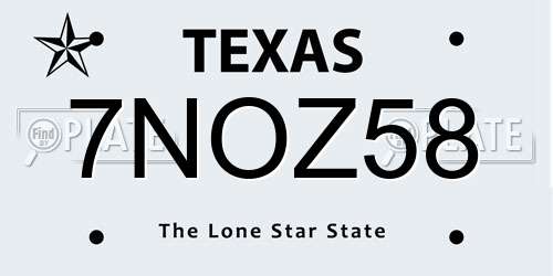 7NOZ58 Texas License Plate