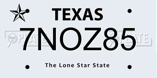 7NOZ85 Texas License Plate
