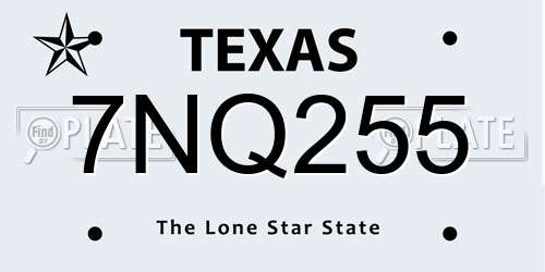 7NQ255 Texas License Plate