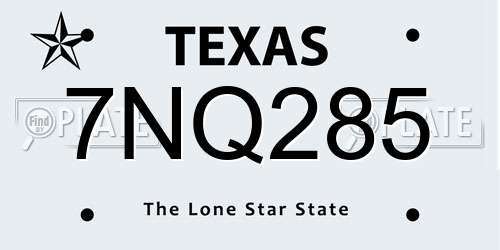 7NQ285 Texas License Plate