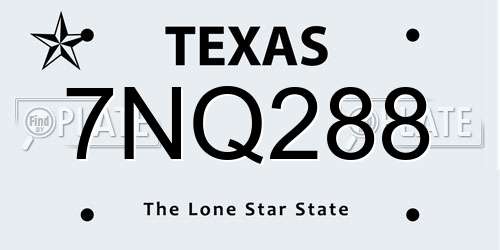 7NQ288 Texas License Plate