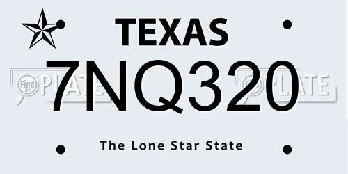 7NQ320 Texas License Plate