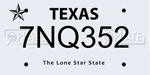 7NQ352 Texas License Plate