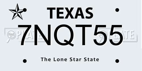 7NQT55 Texas License Plate