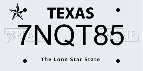 7NQT85 Texas License Plate