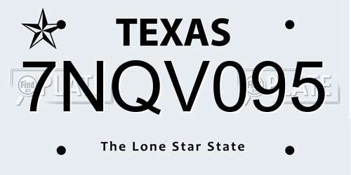 7NQV095 Texas License Plate