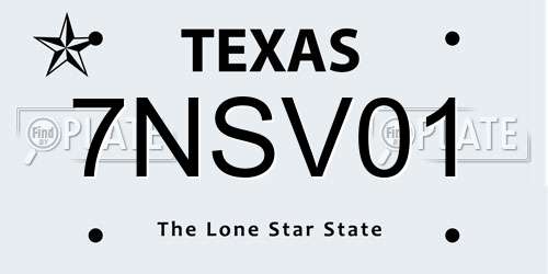 7NSV01 Texas License Plate