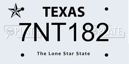 7NT182 Texas License Plate