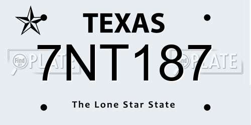 7NT187 Texas License Plate