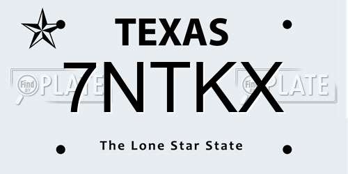 7NTKX Texas License Plate