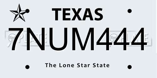 7NUM444 Texas License Plate