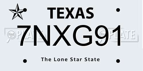 7NXG91 Texas License Plate