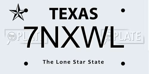 7NXWL Texas License Plate