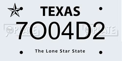 7O04D2 Texas License Plate