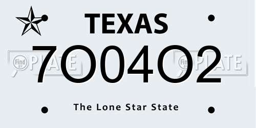 7O04O2 Texas License Plate