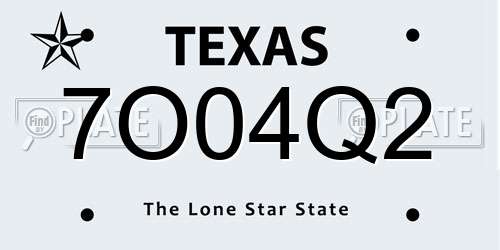 7O04Q2 Texas License Plate