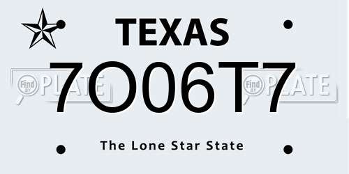 7O06T7 Texas License Plate
