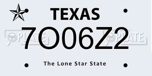 7O06Z2 Texas License Plate