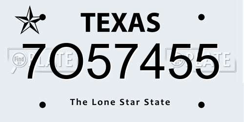 7O57455 Texas License Plate