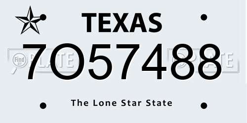 7O57488 Texas License Plate