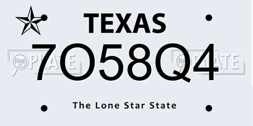 7O58Q4 Texas License Plate