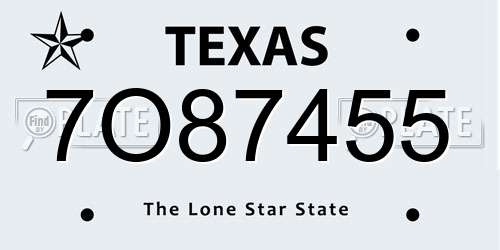 7O87455 Texas License Plate