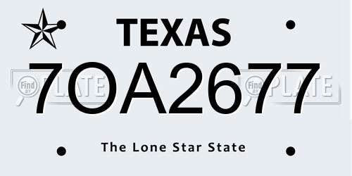 7OA2677 Texas License Plate