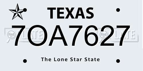 7OA7627 Texas License Plate