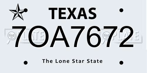 7OA7672 Texas License Plate