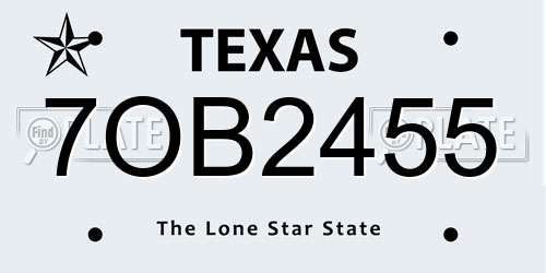 7OB2455 Texas License Plate