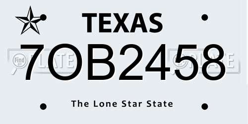 7OB2458 Texas License Plate