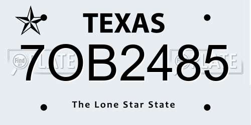 7OB2485 Texas License Plate