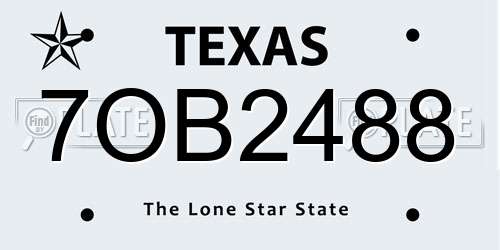 7OB2488 Texas License Plate