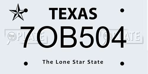 7OB504 Texas License Plate