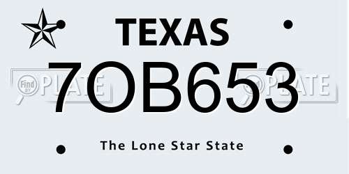 7OB653 Texas License Plate