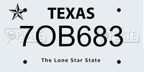7OB683 Texas License Plate