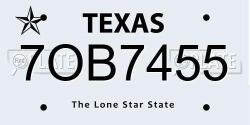 7OB7455 Texas License Plate