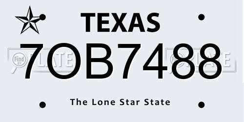 7OB7488 Texas License Plate