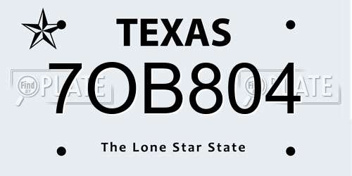 7OB804 Texas License Plate