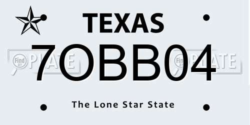 7OBB04 Texas License Plate