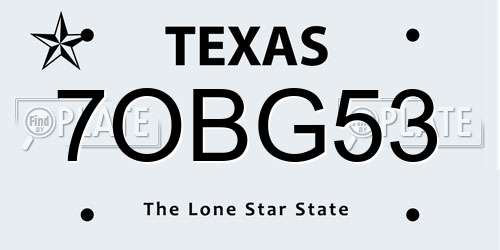7OBG53 Texas License Plate