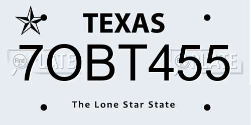 7OBT455 Texas License Plate
