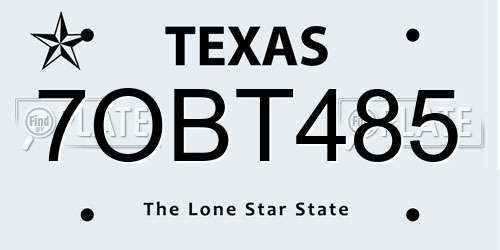 7OBT485 Texas License Plate