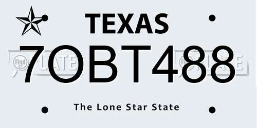 7OBT488 Texas License Plate