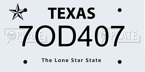 7OD407 Texas License Plate