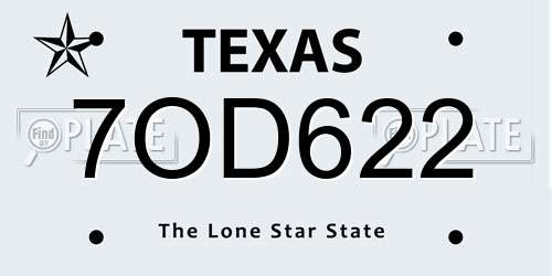 7OD622 Texas License Plate